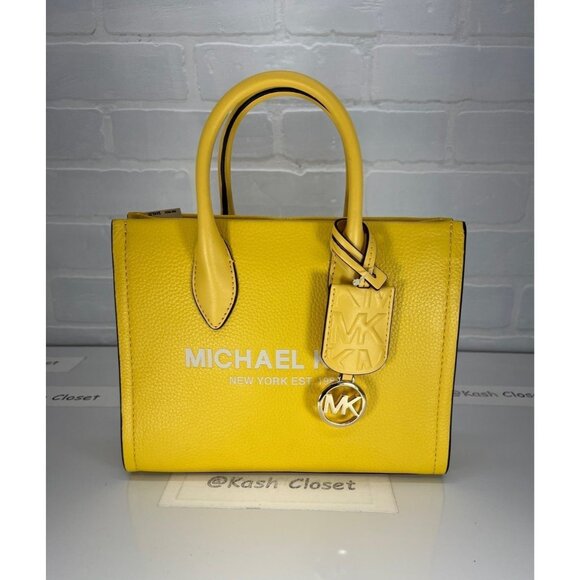 Michael Kors tote mirella small shopper top zip handbag crossbody daffodil multi - Picture 1 of 11